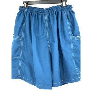 Mens Swim Trunks Size Small Blue Athletic World Drawstring Lined Pockets 1387